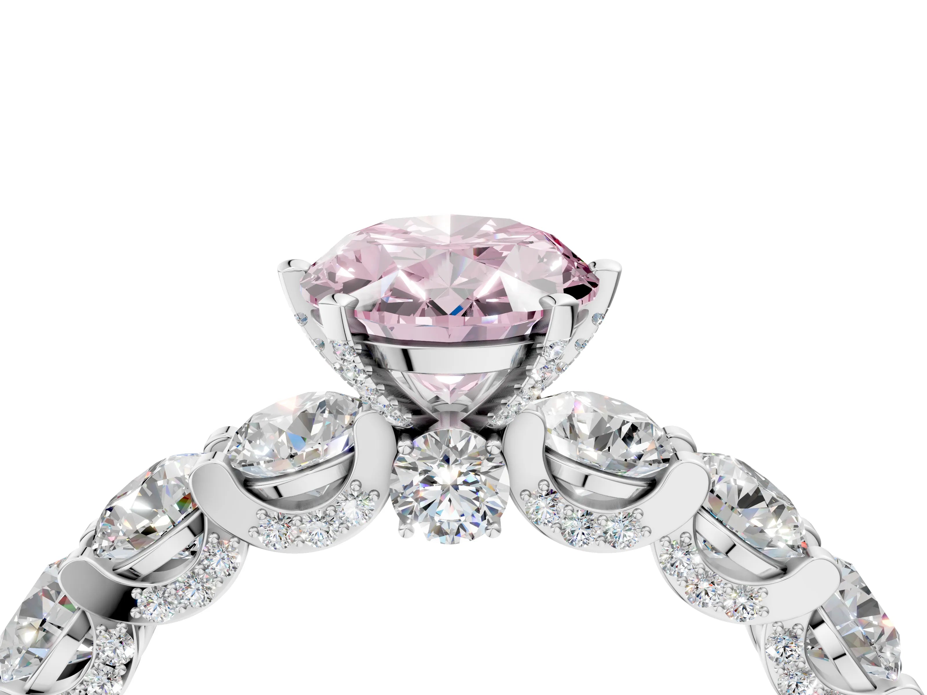 White gold Fancy Pink Oval Cut Diamond Side Stone Engagement Ring with Four-Prong Setting_40