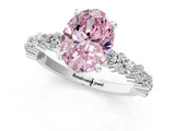 White gold Fancy Pink Oval Cut Diamond Side Stone Solitaire Ring with Round  and Four-Prong Setting_128