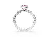 White gold Fancy Pink Oval Cut Diamond Side Stone Solitaire Ring with Round  and Four-Prong Setting_134