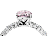 White gold Fancy Pink Oval Cut Diamond Side Stone Solitaire Ring with Round  and Four-Prong Setting_135