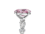 White gold Fancy Pink Oval Cut Diamond Side Stone Solitaire Ring with Round  and Four-Prong Setting_136