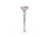 White gold Fancy Pink Oval Cut Diamond Side Stone Solitaire Ring with Round  and Four-Prong Setting_26