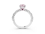 White gold Fancy Pink Oval Cut Diamond Side Stone Solitaire Ring with Round  and Four-Prong Setting_27