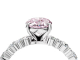 White gold Fancy Pink Oval Cut Diamond Side Stone Solitaire Ring with Round  and Four-Prong Setting_28