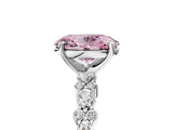 White gold Fancy Pink Oval Cut Diamond Side Stone Solitaire Ring with Round  and Four-Prong Setting_29
