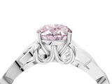 White gold Fancy Pink Oval Cut Diamond Solitaire Celtic Knot Ring with Four-Prong Setting_100