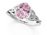 White gold Fancy Pink Oval Cut Diamond Solitaire Celtic Knot Ring with Four-Prong Setting_97