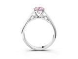 White gold Fancy Pink Oval Cut Diamond Solitaire Engagement Ring with Cathedral Setting and Four-Prong Mount_116
