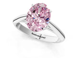 White gold Fancy Pink Oval Cut Diamond Solitaire Engagement Ring with Cathedral Setting and Four-Prong Mount_156