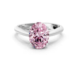 White gold Fancy Pink Oval Cut Diamond Solitaire Engagement Ring with Cathedral Setting and Four-Prong Mount_157