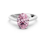 White gold Fancy Pink Oval Cut Diamond Solitaire Engagement Ring with Cathedral Setting and Four-Prong Mount_17