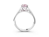 White gold Fancy Pink Oval Cut Diamond Solitaire Engagement Ring with Cathedral Setting and Four-Prong Mount_27