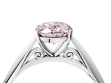 White gold Fancy Pink Oval Cut Diamond Solitaire Engagement Ring with Cathedral Setting and Four-Prong Mount_28