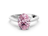 White gold Fancy Pink Oval Cut Diamond Solitaire Engagement Ring with Cathedral Setting and Four-Prong Mount_53