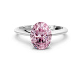White gold Fancy Pink Oval Cut Diamond Solitaire Engagement Ring with Classic Band and Four-Prong Setting_116