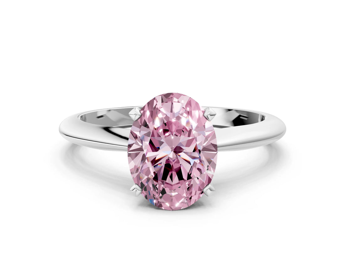 White gold Fancy Pink Oval Cut Diamond Solitaire Engagement Ring with Classic Band and Four-Prong Setting_117