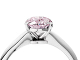 White gold Fancy Pink Oval Cut Diamond Solitaire Engagement Ring with Classic Band and Four-Prong Setting_120