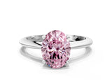 White gold Fancy Pink Oval Cut Diamond Solitaire Engagement Ring with Classic Band and Four-Prong Setting_48