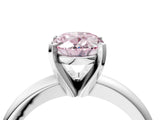 White gold Fancy Pink Oval Cut Diamond Solitaire Engagement Ring with Round Band and Four-Prong Setting_177