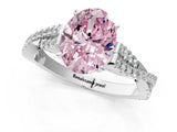 White gold Fancy Pink Oval Cut Diamond Solitaire Engagement Ring with Twisted Pavé Band and Four-Prong Setting_93