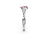 White gold Fancy Pink Oval Cut Diamond Solitaire Engagement Ring with Twisted Pavé Band and Four-Prong Setting_94