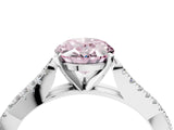 White gold Fancy Pink Oval Cut Diamond Solitaire Engagement Ring with Twisted Pavé Band and Four-Prong Setting_96