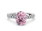 White gold Fancy Pink Oval Cut Diamond Solitaire Pavé Engagement Ring with Round Band and Prong Setting_43