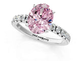 White gold Fancy Pink Oval Cut Diamond Solitaire Pavé Engagement Ring with Round Band and Prong Setting_44