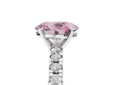 White gold Fancy Pink Oval Cut Diamond Solitaire Pavé Engagement Ring with Round Band and Prong Setting_48