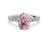 White gold Fancy Pink Oval Cut Diamond Solitaire Pavé Engagement Ring with Round Band and Prong Setting_49