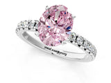 White gold Fancy Pink Oval Cut Diamond Solitaire Pavé Engagement Ring with Round Band and Prong Setting_50