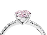 White gold Fancy Pink Oval Cut Diamond Solitaire Pavé Engagement Ring with Round Band and Prong Setting_53