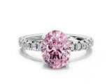 White gold Fancy Pink Oval Cut Diamond Solitaire Pavé Engagement Ring with Round Band and Prong Setting_73