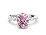 White gold Fancy Pink Oval Cut Diamond Solitaire Ring with Beaded Band and Prong Setting_408