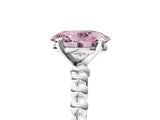 White gold Fancy Pink Oval Cut Diamond Solitaire Ring with Beaded Band and Prong Setting_415