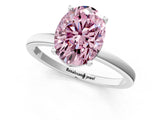White gold Fancy Pink Oval Cut Diamond Solitaire Ring with Classic Band and Four-Prong Setting_1
