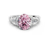 White gold Fancy Pink Oval Cut Diamond Solitaire Ring with Filigree Band and Four-Prong Setting_40