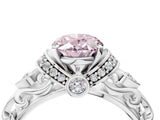 White gold Fancy Pink Oval Cut Diamond Solitaire Ring with Filigree Band and Four-Prong Setting_45