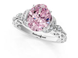 White gold Fancy Pink Oval Cut Diamond Solitaire Ring with Filigree Band and Four-Prong Setting_46