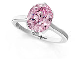 White gold Fancy Pink Oval Cut Diamond Solitaire Ring with Flower Prong Setting and Classic Band_13