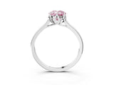 White gold Fancy Pink Oval Cut Diamond Solitaire Ring with Flower Prong Setting and Classic Band_15