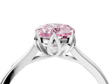 White gold Fancy Pink Oval Cut Diamond Solitaire Ring with Flower Prong Setting and Classic Band_16