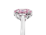 White gold Fancy Pink Oval Cut Diamond Solitaire Ring with Flower Prong Setting and Classic Band_17
