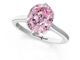 White gold Fancy Pink Oval Cut Diamond Solitaire Ring with Flower Prong Setting and Classic Band_70