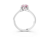 White gold Fancy Pink Oval Cut Diamond Solitaire Ring with Flower Prong Setting and Classic Band_72