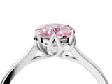 White gold Fancy Pink Oval Cut Diamond Solitaire Ring with Flower Prong Setting and Classic Band_73