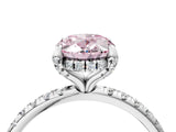 White gold Fancy Pink Oval Cut Diamond Solitaire Ring with Four-Prong Setting and Pavé Band_19