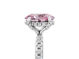 White gold Fancy Pink Oval Cut Diamond Solitaire Ring with Four-Prong Setting and Pavé Band_20