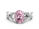 White gold Fancy Pink Oval Cut Diamond Solitaire Ring with Four-Prong Setting and Twisted Pavé Band_34