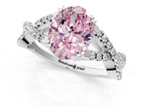 White gold Fancy Pink Oval Cut Diamond Solitaire Ring with Four-Prong Setting and Twisted Pavé Band_35